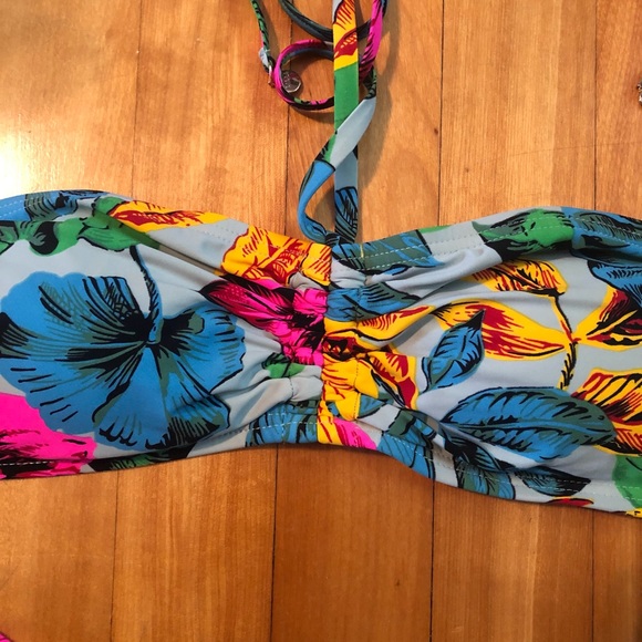 Marc by marc jacobs tie back halter neck bikini top size XS in havana floral - Picture 2 of 9